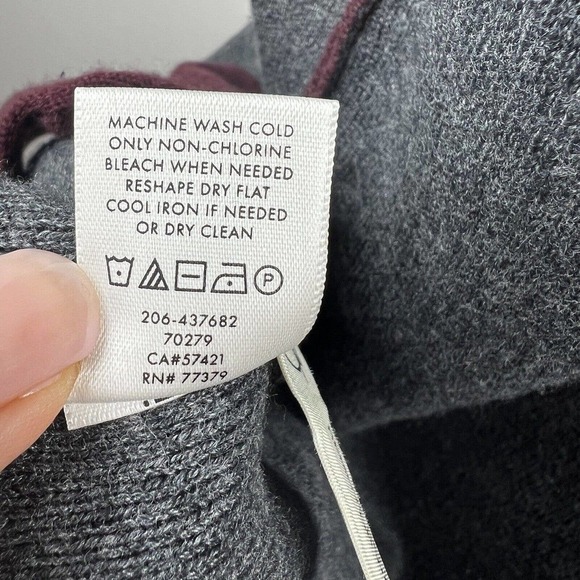 Ann Taylor Loft Maroon Gray Wool Blend Open Cardigan XS Sweater Jacket - Picture 14 of 14